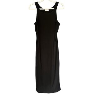 Small Pink Lily Black Midi Dress